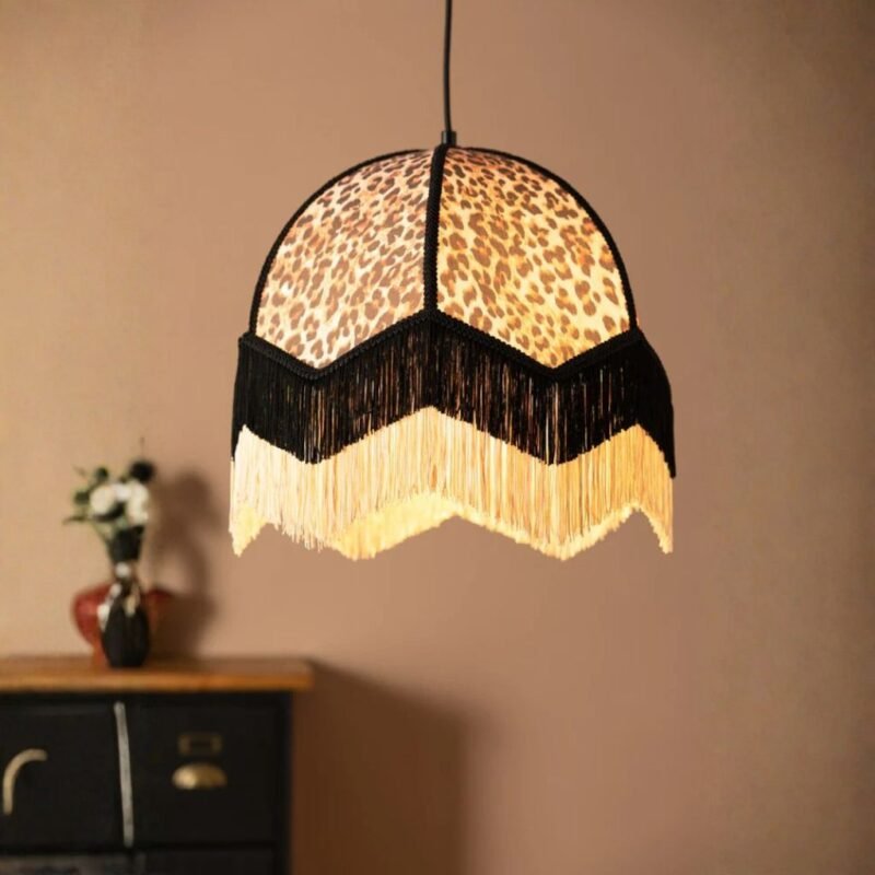 LEOPARD LOVE PRINT DOUBLE TASSEL EDGE CEILING LIGHT