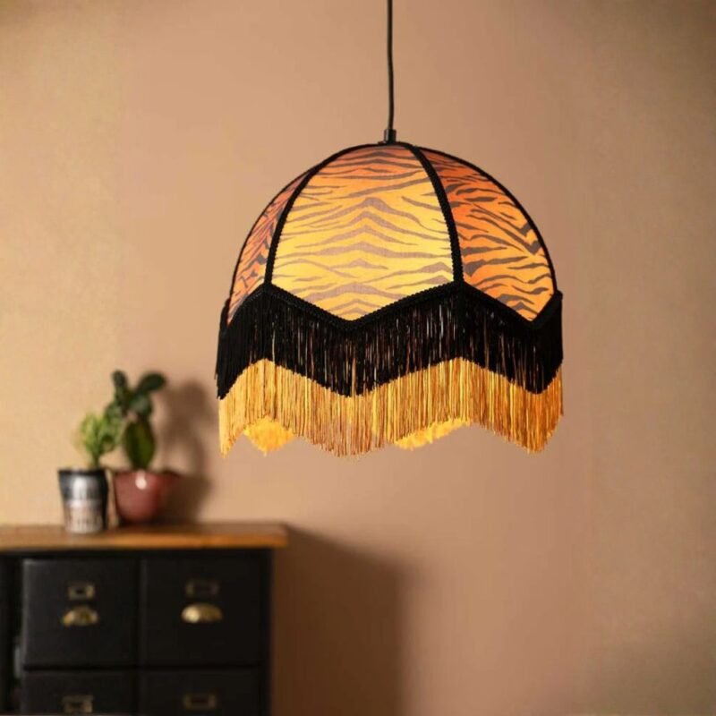 TIGER PRINT DOUBLE TASSEL EDGE CEILING LIGHT