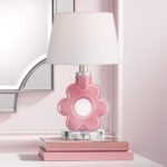 PINK GLASS FLOWER ACCENT TABLE LAMP