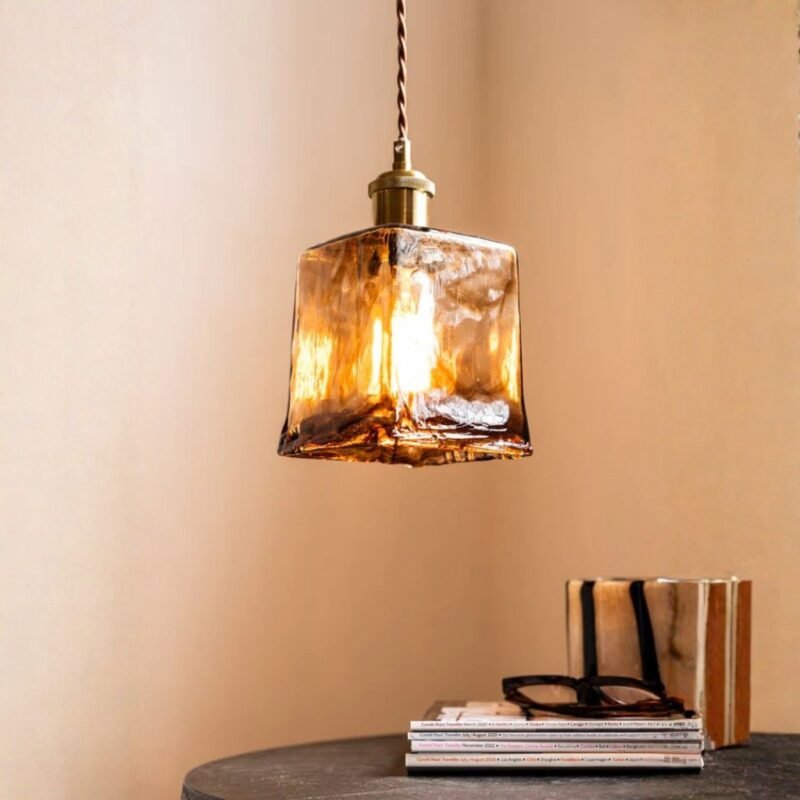 DARK BROWN SQUARED GLASS CEILING LIGHT