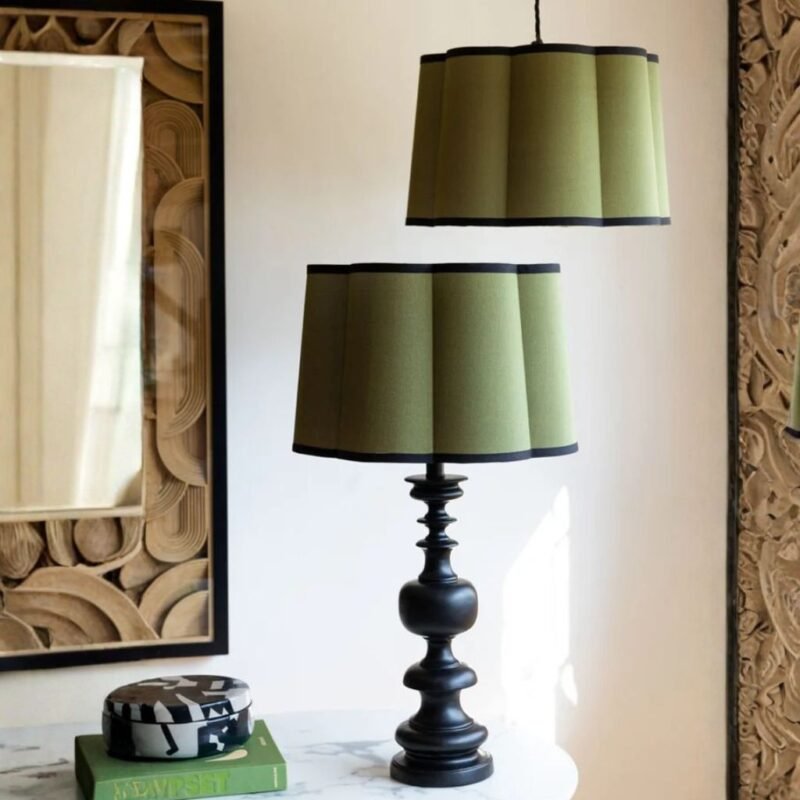 GREEN SCALLOPED EASYFIT LAMPSHADE
