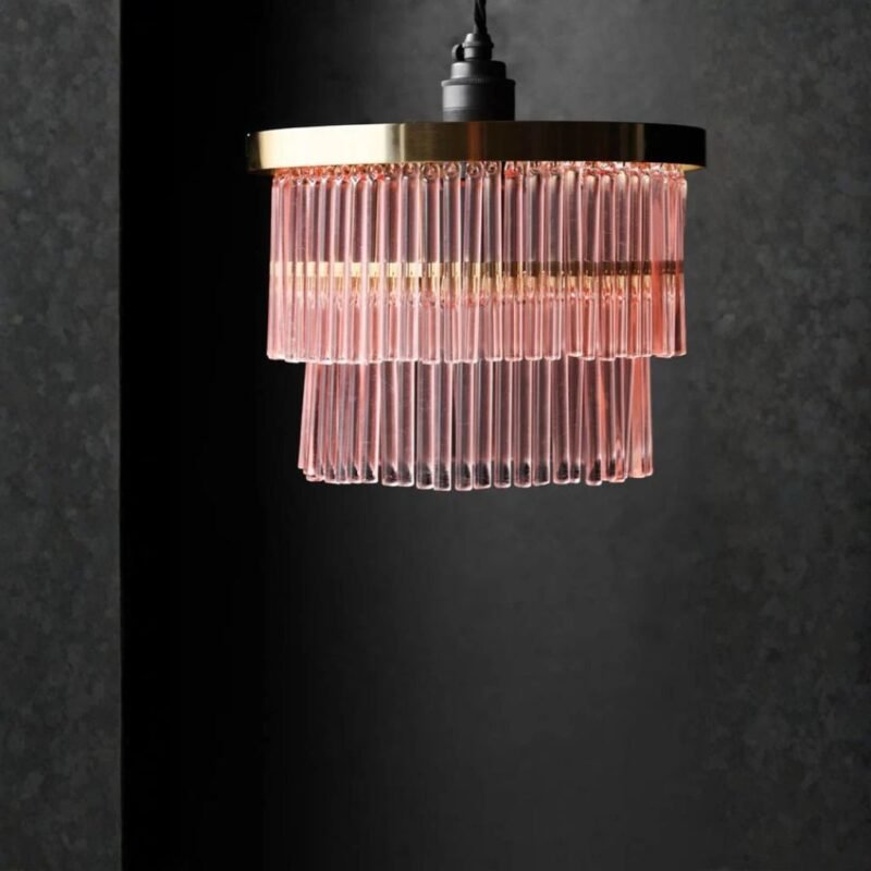 PINK TIERED GLASS EASYFIT CEILING LIGHT SHADE