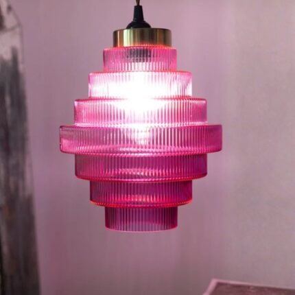 HOT PINK TIERED GLASS EASYFIT CEILING SHADE