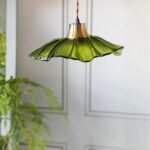 OLIVE GREEN FLOWER GLASS EASYFIT CEILING LIGHT SHADE