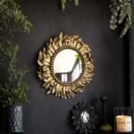 GOLDEN FEATHER ROUND WALL MIRROR