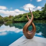 MODERN SOLID WOOD SCULPTURE BROWN