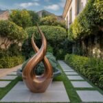 MODERN SOLID WOOD SCULPTURE BROWN