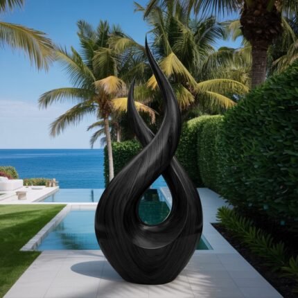 MODERN SOLID WOOD SCULPTURE BLACK