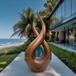 MODERN SOLID WOOD SCULPTURE BROWN