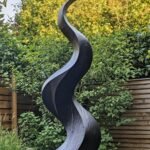 MID CENTURY LARGE WOODEN SCULPTURE BLACK