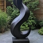 MID CENTURY LARGE WOODEN SCULPTURE BLACK