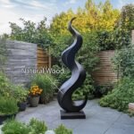 MID CENTURY LARGE WOODEN SCULPTURE BLACK