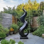 MID CENTURY LARGE WOODEN SCULPTURE BLACK