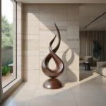 FARMHOUSE ABSTRACT SCULPTURE FOR GARDEN WALNUT