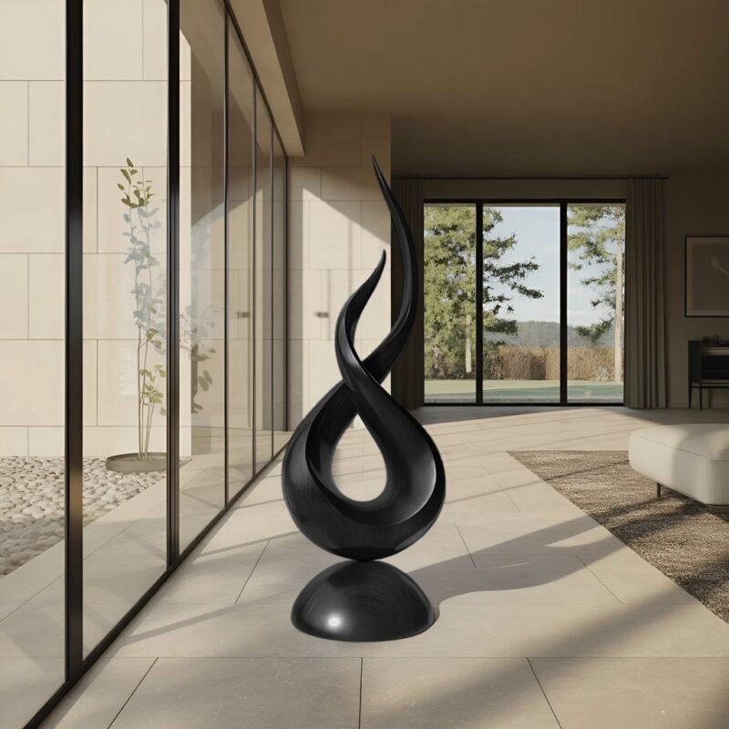 FARMHOUSE ABSTRACT SCULPTURE FOR GARDEN BLACK