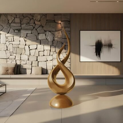 FARMHOUSE ABSTRACT SCULPTURE FOR GARDEN OAK