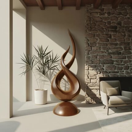 FARMHOUSE ABSTRACT SCULPTURE FOR GARDEN BROWN