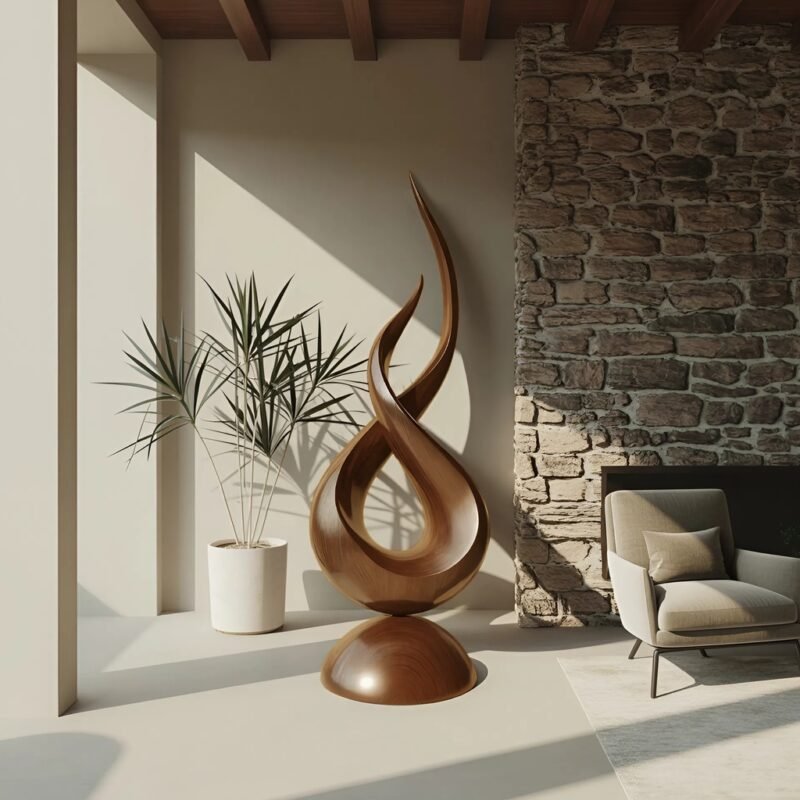 FARMHOUSE ABSTRACT SCULPTURE FOR GARDEN BROWN