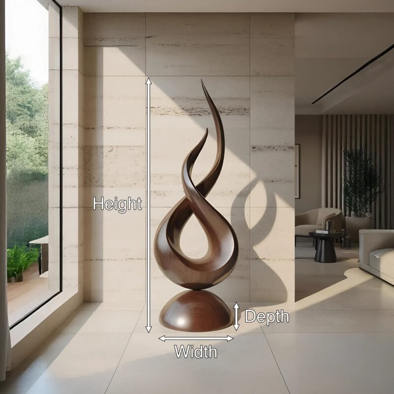 FARMHOUSE ABSTRACT SCULPTURE FOR GARDEN WALNUT