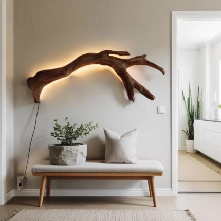 MODERN ORGANIC BRANCH LED WALL LAMP WALNUT