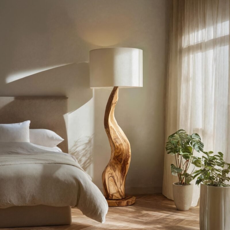 MODERN SCULPTURAL FLOOR LAMP WITH CURVED BASE