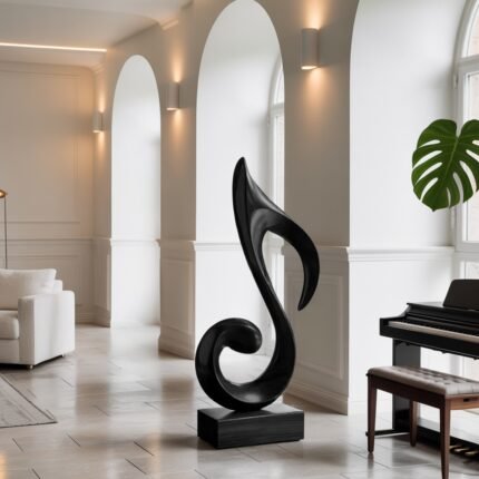 MID CENTURY ABSTRACT SCULPTURE BLACK