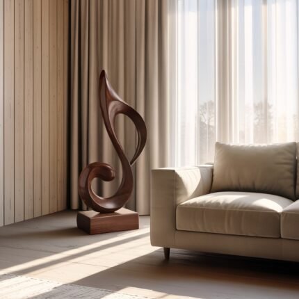 MID CENTURY ABSTRACT SCULPTURE WALNUT