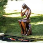 FARMHOUSE WOODEN SCULPTURE BROWN