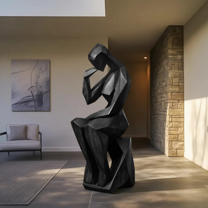 FARMHOUSE WOODEN SCULPTURE BLACK