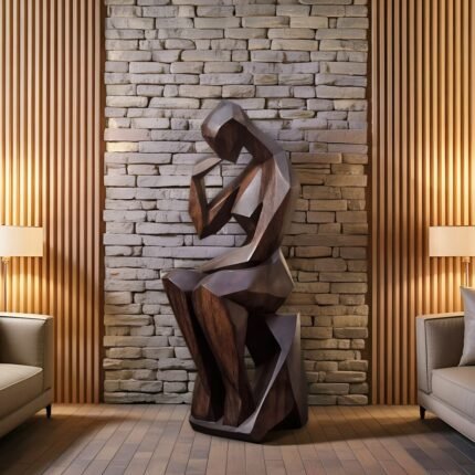 FARMHOUSE WOODEN SCULPTURE WALNUT