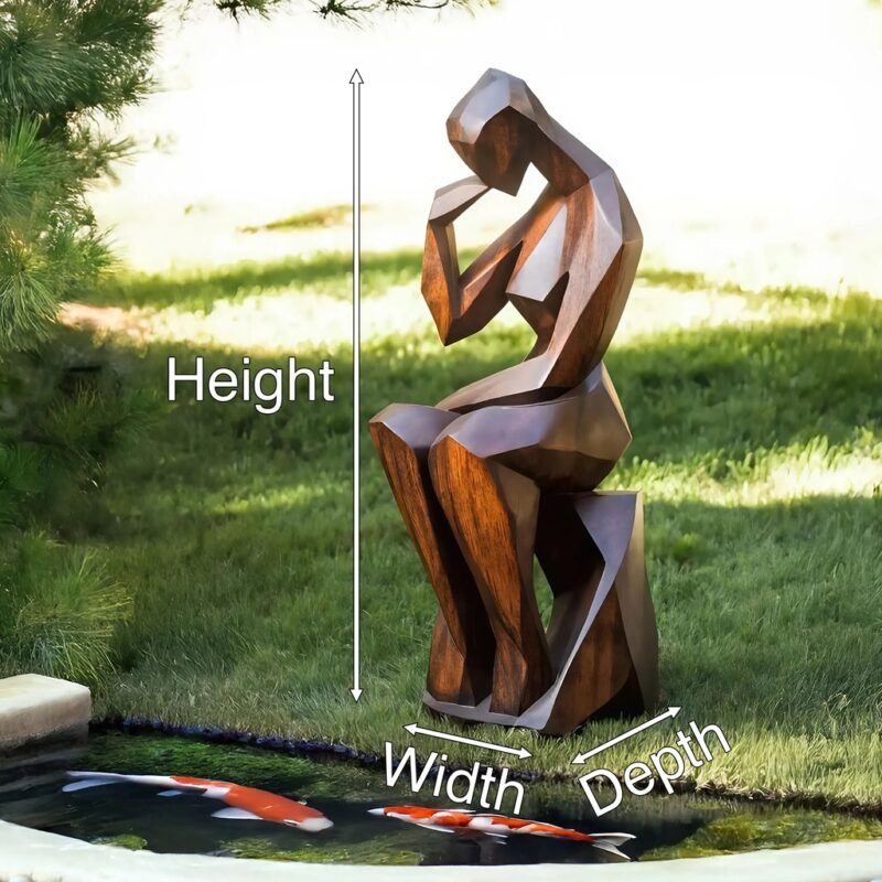 FARMHOUSE WOODEN SCULPTURE BROWN