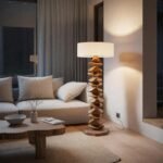 HANDMADE SCULPTURAL FLOOR LAMP WITH CARVED BASE