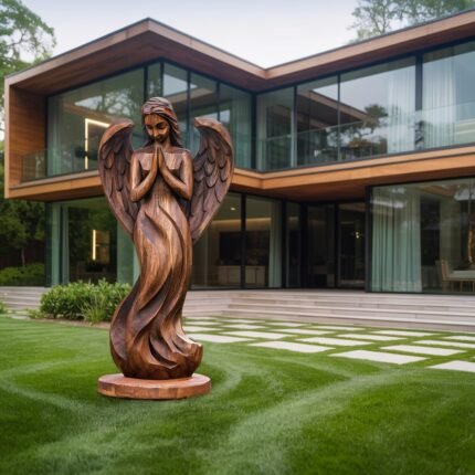 RUSTIC ABSTRACT SCULPTURE BROWN