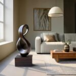FARMHOUSE LARGE WOODEN SCULPTURE WALNUT