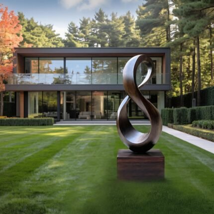 FARMHOUSE LARGE WOODEN SCULPTURE WALNUT