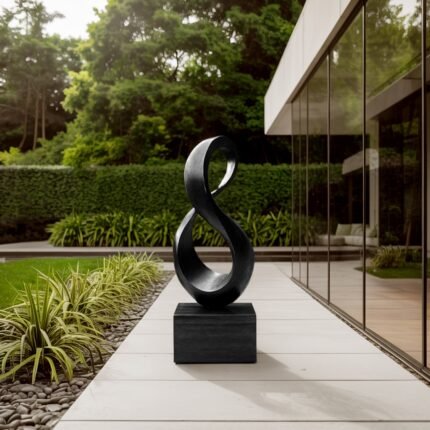 FARMHOUSE LARGE WOODEN SCULPTURE BLACK