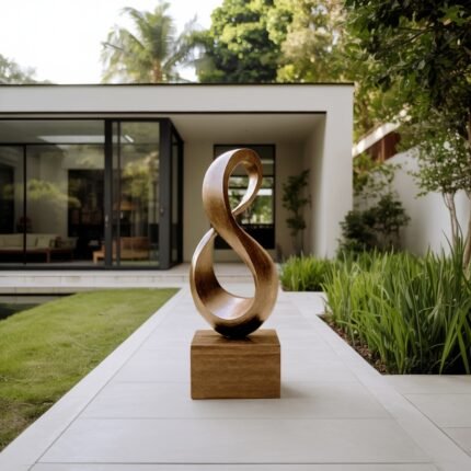 FARMHOUSE LARGE WOODEN SCULPTURE OAK