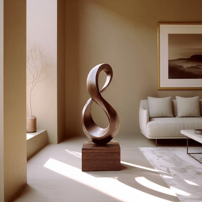 FARMHOUSE LARGE WOODEN SCULPTURE BROWN