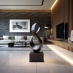 FARMHOUSE LARGE WOODEN SCULPTURE WALNUT