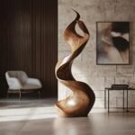 RUSTIC LARGE WOODEN SCULPTURE BROWN