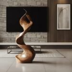 RUSTIC LARGE WOODEN SCULPTURE BROWN