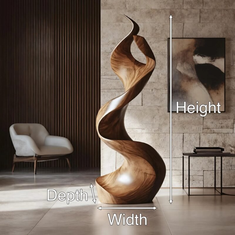 RUSTIC LARGE WOODEN SCULPTURE BROWN