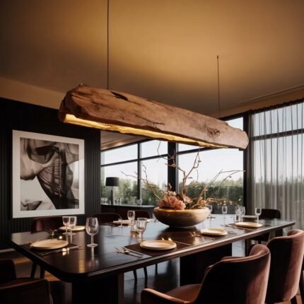 RUSTIC LOG BEAM PENDANT LIGHTING BROWN