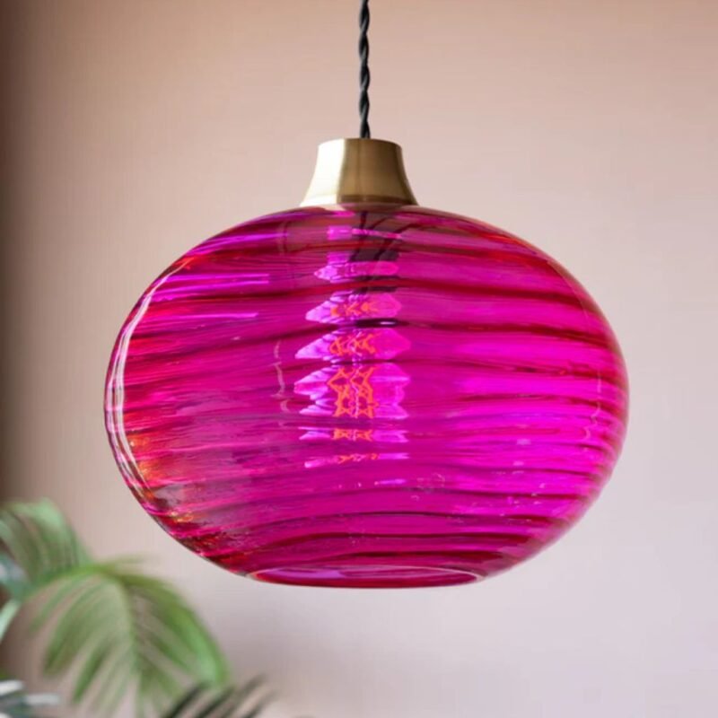 SWIRLED GLASS EASYFIT CEILING LIGHT SHADE IN PINK