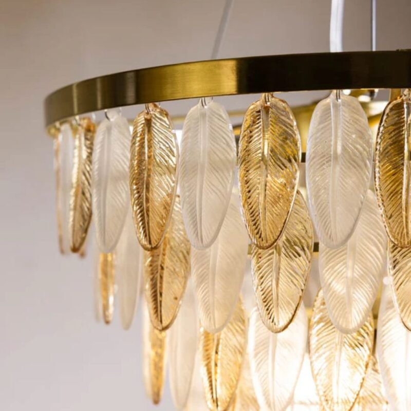 STUNNING ART DECO GLASS FEATHER CEILING LIGHT