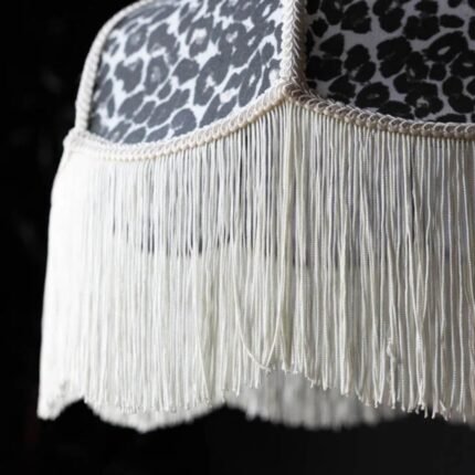 MONOCHROME LEOPARD PRINT TASSEL EDGE CEILING LIGHT