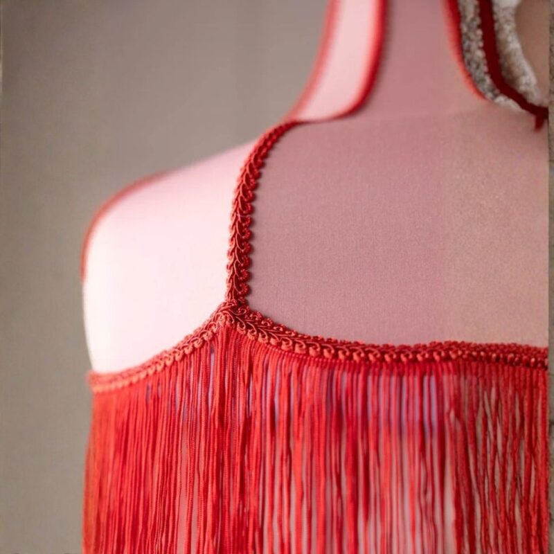 PINK AND RED TASSEL EDGE CEILING LIGHT