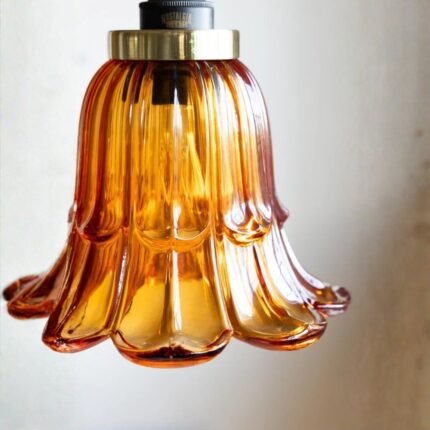 AMBER VINTAGE STYLE GLASS EASYFIT CEILING LIGHT SHADE