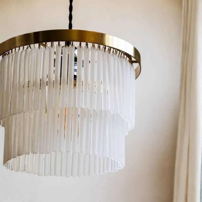 GOLD TIERED GLASS EASYFIT CEILING LIGHT SHADE