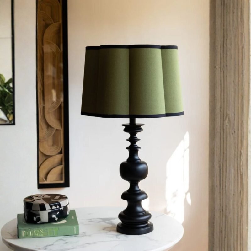 GREEN SCALLOPED EASYFIT LAMPSHADE